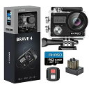 AKASO BRAVE4 アクションカメラ 4K 20MP 手振れ補正 5Xズーム WIFI搭載 外部マイク対応 水中カメラ 30M防水カメラ リモコン付き 広角レンズ HDMI出力 1050MAHバッテリー2個 ウェアラブルカメラ