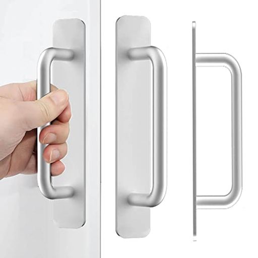ドア取手引き出し取手2個セット自己粘着式シルバーハンドルノブ両面テープ式アルミニウム合金戸棚引き..