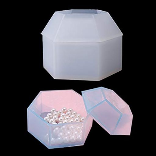DIYBRAVO 収納ケース シリコンモールド 六角形 1セット 収納ボックス DIY 手作り 収納用 小物入れ 手芸用品 アクセサリー ジュエリー エポキシ樹脂 レジン液 半透明 立体型 (収納ケース型)