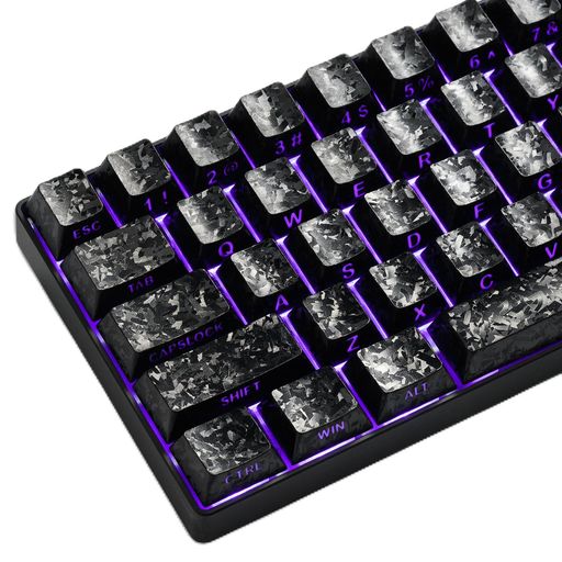 XVX ブラック シースルーキーキャップ フォージドカーボン調 チェリープロファイル キーキャップセット 140 キー メカニカルキーボード対応 ANSI 配列 MX スイッチ互換