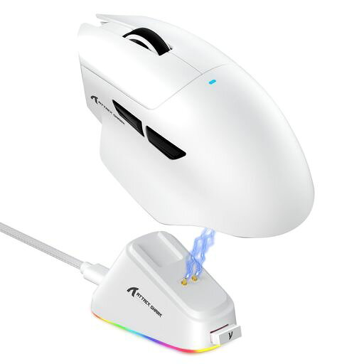 ATTACK SHARK x MAMBASNAKE V6 ゲーミングマウス ワイヤレス 充電式 65g超軽量 25000DPI 充電ドック付き 白