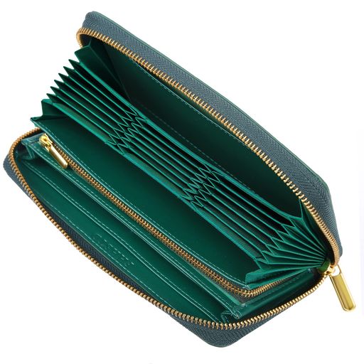 [DCLKO]長財布レディース財布本革牛革多機能財布YKKファスナーカード22枚長財布大容量本革長サイフスキミング防止(グリーン)