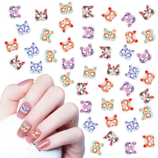 狐ネイルパーツ50個セット3D立体大きめキツネネイルパーツストーン和風お面狐面ネイルアートジュエリーパーツハンドメイドデコパーツお祭り学園祭夏祭りハロウィン