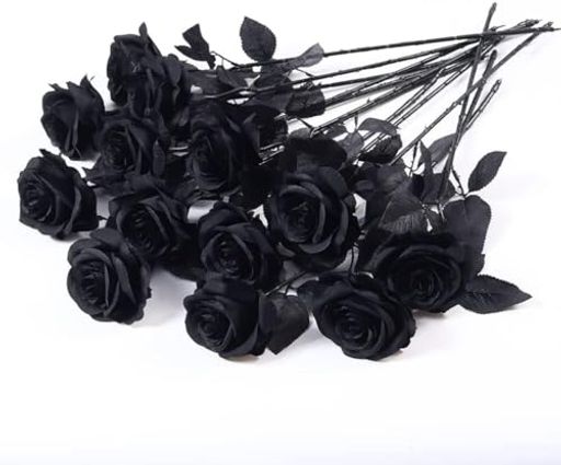 DIFEIUKI バラ 造花 9本セット 一輪 花束 黒薔薇 黒ローズ 枯れない 暗黒 シルクフラワー ハロウィン パーティー ホーム ウェディング テーブルデコレーション 撮影用 小道具 お祝い プレゼ…