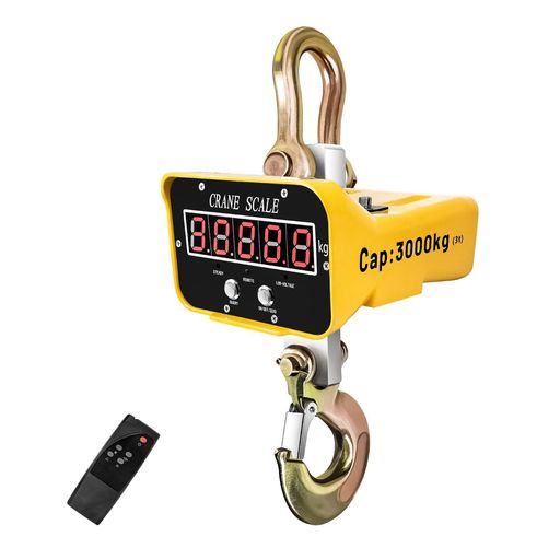 CXCESNSクレーンスケール吊りはかり3t高精度計測充電式リモコン付き3000kgリチウム電池長時間計量重機デジタル吊り下げ秤軽量操作簡単吊秤日本語説明書埠頭屠殺場農場工場電池別売り(3T)