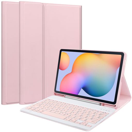 GALAXY TAB S6 LITE 10.4インチ キーボード ケース 可愛い キャンディーカラー マグネット 分離式 ANDROID タブレット ギャラクシー TAB S6 LITE キーボード カバー カラフル レディース 女性 (ピンク)