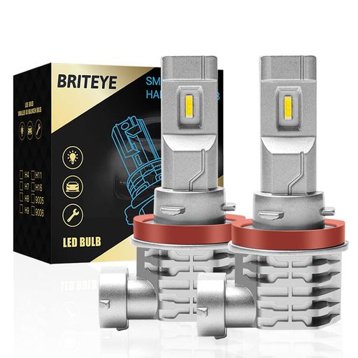 Briteye(まぶしい)H11LEDヘッドライト車検対応CREEチップ搭載6500KホワイトH8/H9/H11/H16LEDバルブ一体型車用ファンレス(2個入...