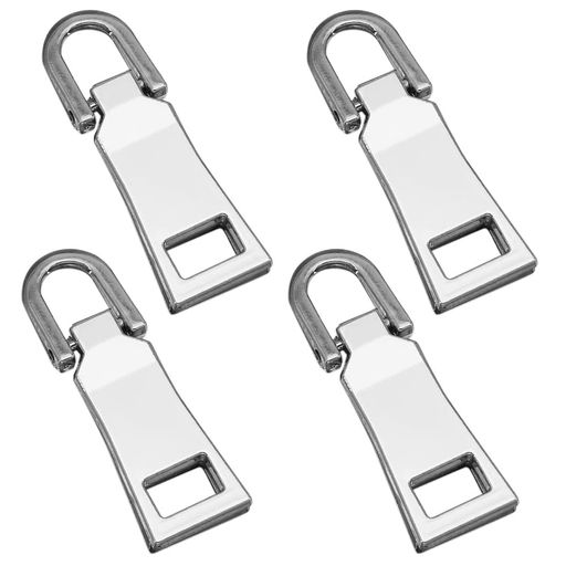 ファスナー交換用引き手4個セット金属製チャックジッパー持ち手交換ファスナー修理用リュック/財布/衣類/ブーツなどDIY手芸手作り裁縫(シルバー大きめ5#)
