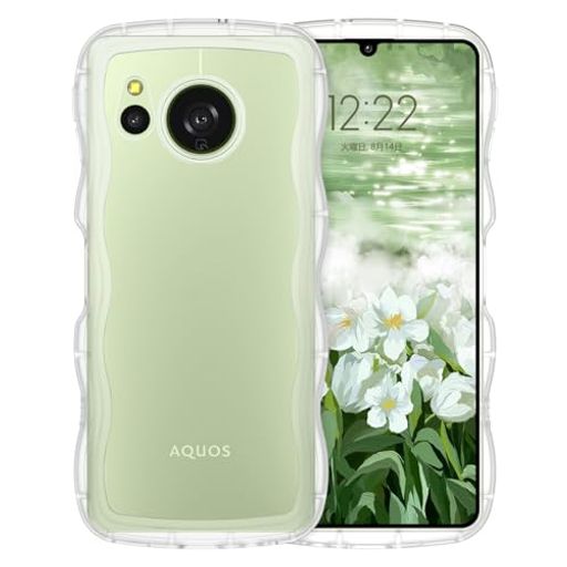 VENINGO AQUOS sense8 ケース SH-54D SHG11 カバー クリア ウェーブ おしゃれ 韓国 可愛い スマホケース 人気 シンプル 滑り止め 薄型 軽量 耐衝撃 レンズ保護 ストラップホール付き シリコン かわい…