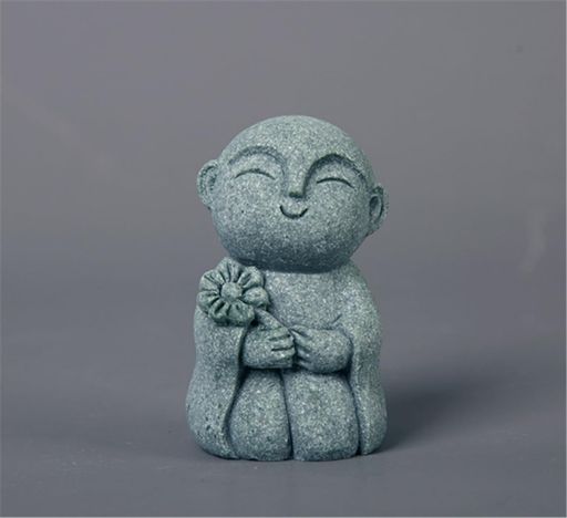 お地蔵さん和尚さん禅の意可愛い祈り癒しおじぞうさま守り神みかげ石縁の良い置き物御影石仏像(お座りのお地蔵様)