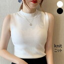 ハイネックノースリ ニット ノースリ ニット トップス ノースリ ニット 韓国ファッション レディース プールオーバー クルーネック カジュアル シンプル かわ...