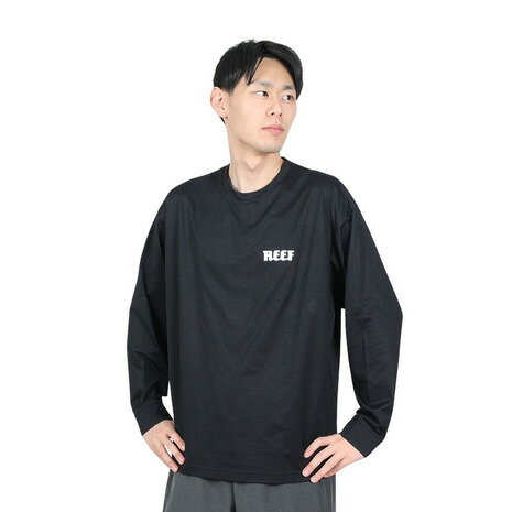 リーフ（REEF）（メンズ）ラッシュガード ロゴ ラッシュ ロングスリーブ Tシャツ RFTEM2320 BLK Lサイズ 長袖