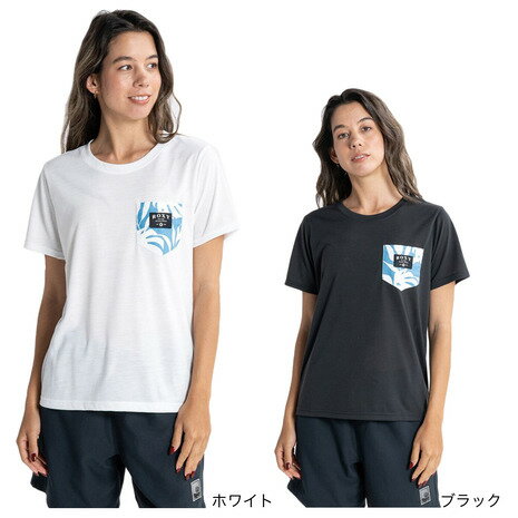 ロキシー（ROXY）（レディース）ラッシュガード 半袖 Tシャツ ショートスリーブ UVカット 速乾 ホワイト LEAF POCKET RLY231041