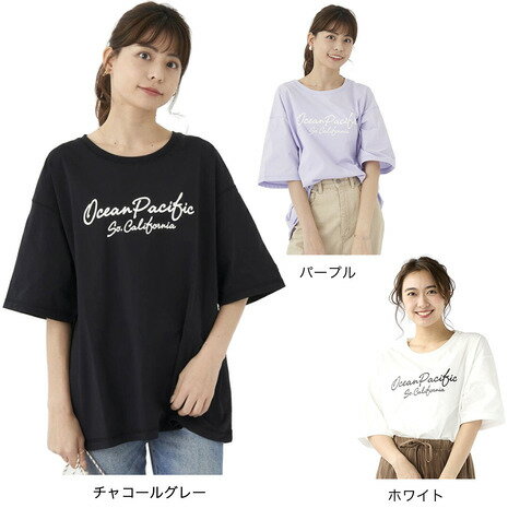 オーシャンパシフィック（Ocean Pacific）（レディース）ラッシュガード 半袖 Tシャツ UVカット 外線対策 水陸両用 速乾 チャコール 522443