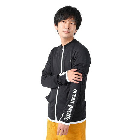オーシャンパシフィック（Ocean Pacific）（レディース）ラッシュガード 長袖 ジップアップ ジャージ UVカット 紫外線対策 接触冷感 513460BLK ブラック