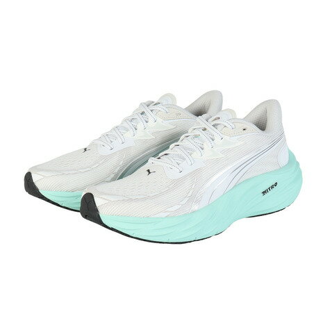 【20％OFFクーポン 11/25迄】プーマ（PUMA）（レディース）ランニングシューズ ジョギングシューズ ヴェロシティ ニトロ 4 ホワイト グリーン 31114105 スニーカー