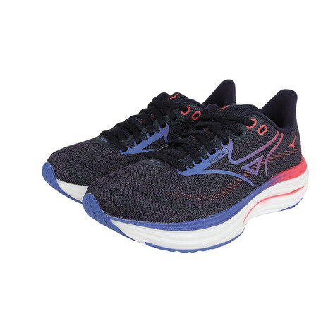 【10％OFFクーポン 11/27迄】ミズノ（MIZUNO）（レディース）ランニングシューズ ジョギングシューズ ウエーブライダー 29 ネイビー パープル J1GD250321