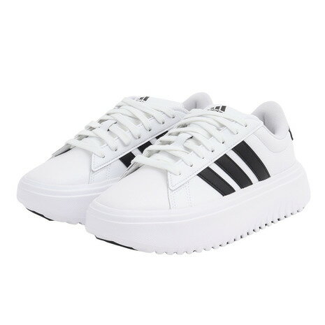 アディダス(adidas)(レディース)スニーカー グランドコートプラットフォーム ホワイト ブラック IE1092 カジュアル スポーツシューズ 厚底 登校 通学 アディダス(adidas)(レディース)スニーカー グランドコートプラットフォーム ホワイト ブラック IE1092 カジュアル スポーツシューズ 厚底 登校 通学