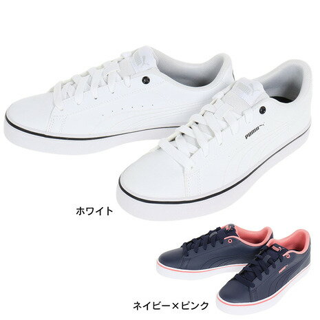 プーマ 【5/10 24h限定 エントリー＆対象3店舗以上買い回りで最大P10倍！】プーマ（PUMA）（レディース）レディース スニーカー 白 紺 V コート バルク ホワイト ネイビーピンク EB 389908