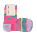 コンフィーハウス(Comfy House)(レディース)ランダムボーダー・ロークルー ソックス CHM251LC1-303