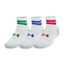 アンダーアーマー(UNDER ARMOUR)(メンズ、レディース)パフォーマンステック ノベルティ クオーター ソックス 3足組 1382943 102 白