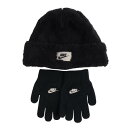 ナイキ(NIKE)(キッズ)ニット帽 手袋 COZY ピークビーニー&グローブ ニットビーニー手袋セット 8A3070-023 防寒 子供 ギフト 黒