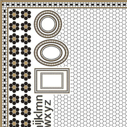 ポーセラーツ 転写紙 柄 HONEYCOMB TILE(ハニカムタイル・ブラック＆メタリックゴールド) black gold