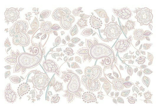 ポーセラーツ転写紙模様FABRICPAISLEY(ファブリックペイズリー・ベージュ)