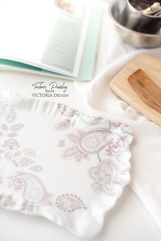 ポーセラーツ転写紙模様FABRICPAISLEY(ファブリックペイズリー・ベージュ)