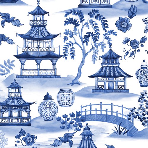 ポーセラーツ 転写紙 CHINESE CHINOISERIE(チャイニーズシノワズリ・ブルー) 中国趣味 オリエンタル 優雅