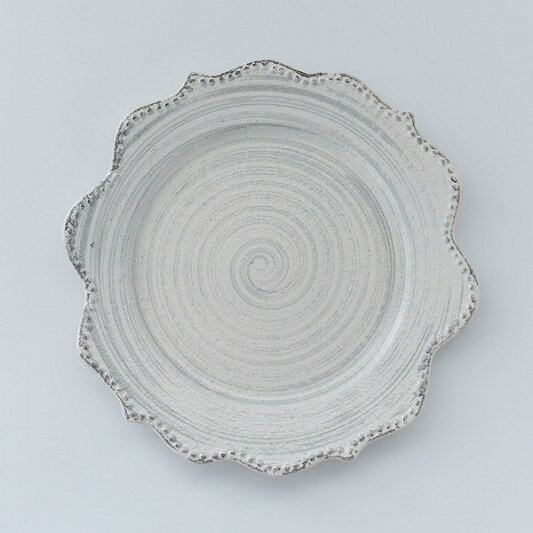 食器 皿 プレート テーブルウェア おしゃれ グレイッシュドットフリルプレート(M) 新生活