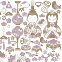 ポーセラーツ 転写紙 GIRL’S FESTIVAL(ガールズフェスティバル) ひな祭り 女の子 桃の節句 gray purple