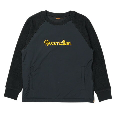 レザレクション（Resurrection）（メンズ）ゴルフウェア アウター 軽量 保温 ウィンドブロックボア クルーネック 長袖シャツ BD34OU29-M BLK
