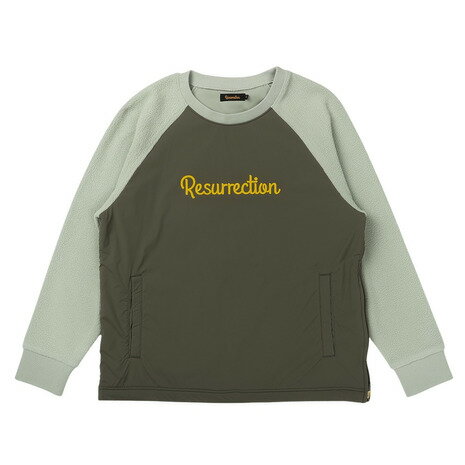 レザレクション（Resurrection）（メンズ）ゴルフウェア アウター 軽量 保温 ウィンドブロックボア クルーネック 長袖シャツ BD34OU29-M KHK