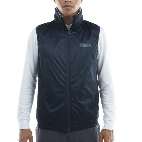 トミーヒルフィガー（TOMMY HILFIGER）（メンズ）ゴルフウェア アウター ロゴプリントリバーシブルベスト THMA287-NVY