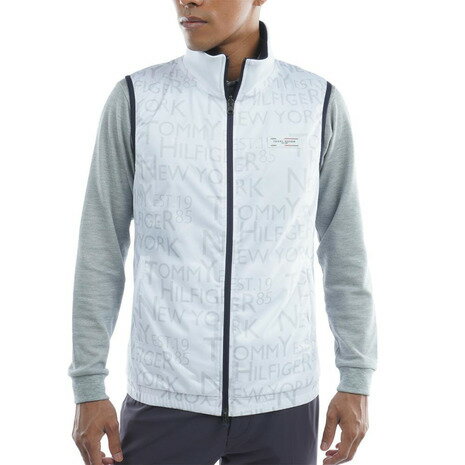 トミーヒルフィガー（TOMMY HILFIGER）（メンズ）ゴルフウェア アウター ロゴプリントリバーシブルベスト THMA287-WHT