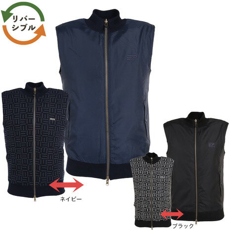 エピキュール（epicure）（メンズ）ゴルフウェア アウター 防風 放電 リバーシブル 軽量ニットベスト 151-47970
