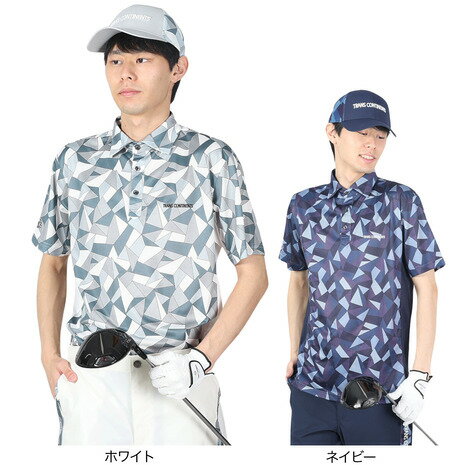 トランスコンチネンツ（TRANS CONTINENTS）（メンズ）ゴルフウェア 幾何柄 共衿 半袖ポロシャツ 24WTRX03