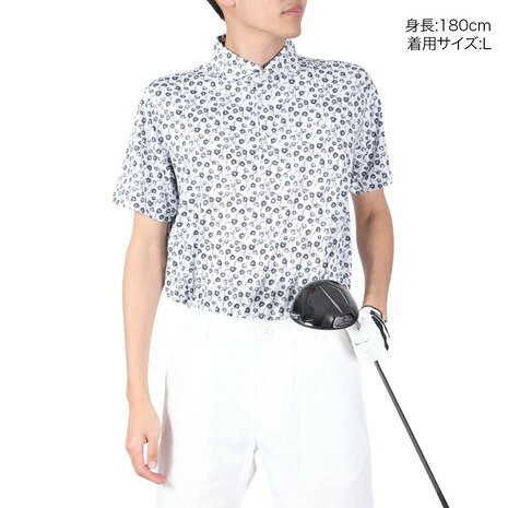 クランク（CLUNK）（メンズ） ゴルフウェア 吸汗 速乾 半袖フラワードライプラスポロシャツ CL5MTG04