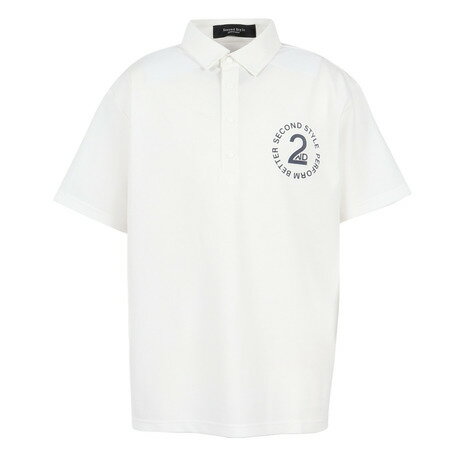 【2/10 1:59まで さらに最大P10倍】Second Style（Second Style）（メンズ）ゴルフウェア 吸水速乾 バックロゴビッグ 半袖ポロシャツ 242222-WHT