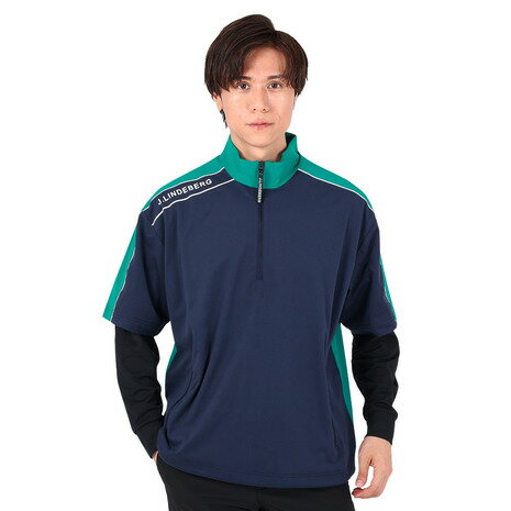 【11/16 23:59まで 全商品最大P10倍要エントリー】J.LINDEBERG（J.LINDEBERG）（メンズ）ゴルフウェア 防風 半袖ハーフジップウィンドーブレーカー 071-29948-024