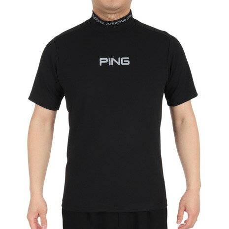 ピン（PING）（メンズ）ゴルフウェア 軽量 半袖 ダイア柄ストレッチメッシュハイネックシャツ 621-3168201