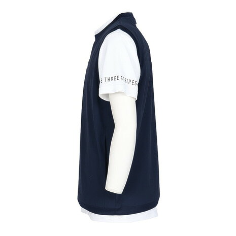 アディダス（adidas）（メンズ）ゴルフウェア 吸汗速乾 2IN1 半袖モックネックシャツ ウィンドベスト付き OFG53-KL5262W/NVY