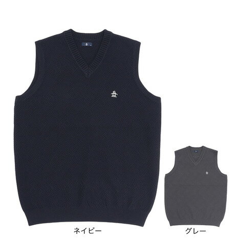 【最大1万Pバック エントリー＆抽選 11/18限定】マンシング（MUNSING）（メンズ）ゴルフウェア Vネックニットベスト MG5FVE80M