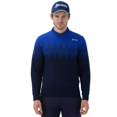 【11/4 20時スタート さらに最大P10倍】スリクソン（SRIXON）（メンズ）ゴルフウェア 長袖セーター グラフパターンカラーブロッククルーネック RG4FST03M NV00