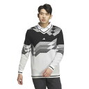 アディダス(adidas)(メンズ)ゴルフウェア アーカイブグラフィック Vネック長袖セーター JSC13-IM7244 W/BK