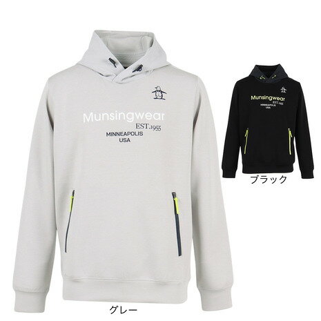マンシング（MUNSING）（メンズ）ゴルフウェア EASY MIDDLER 長袖パーカー ロゴプリント フーディ MG5FSW22M