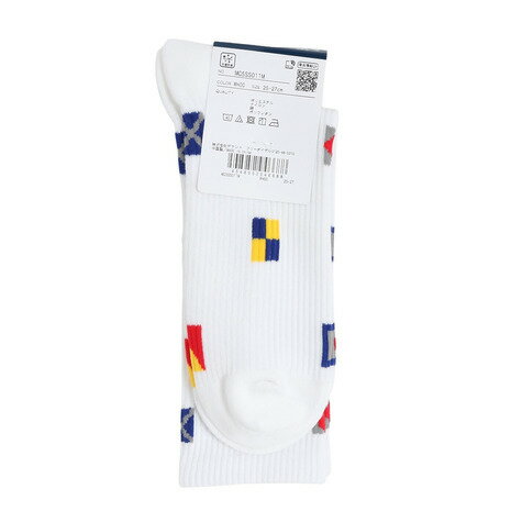 マンシング（MUNSING）（メンズ）クルー丈 フラッグ飛び柄ソックス MG5SSO11M WH00