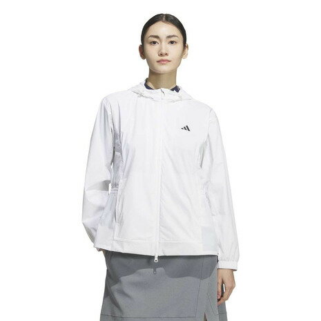 【10％クーポン！11/20～11/25】アディダス（adidas）（レディース）ゴルフウェア アウター 撥水 フルジップ フード付きウインドジャケット JWJ99-JM3000 W