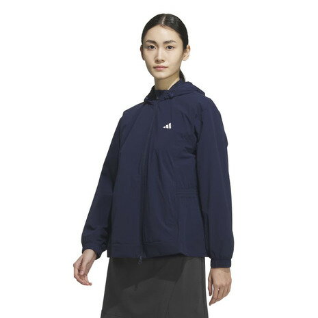 【10％クーポン！11/20～11/25】アディダス（adidas）（レディース）ゴルフウェア 撥水 フルジップ フード付きウインドジャケット JWJ99-JM7180 NVY